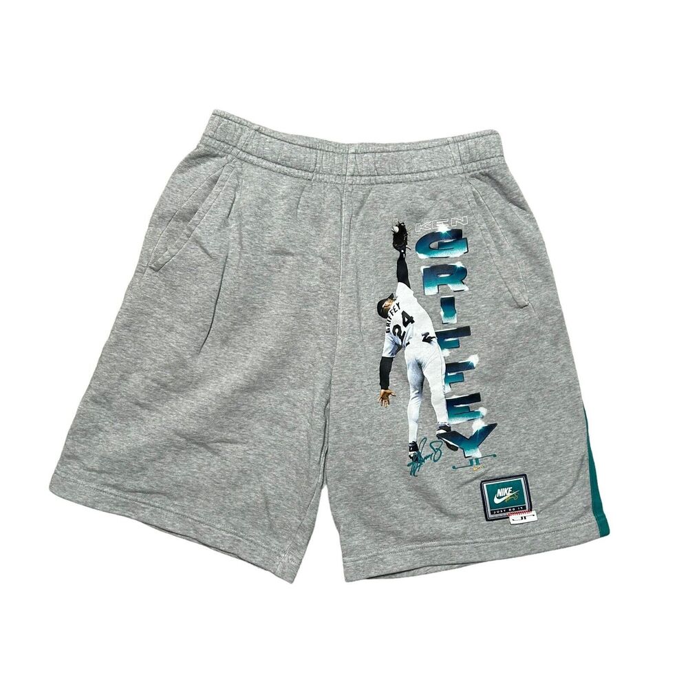 Nike Ken Griffey Jr Fleece Shorts Baseball Gray Pockets Men's‎ Size Small